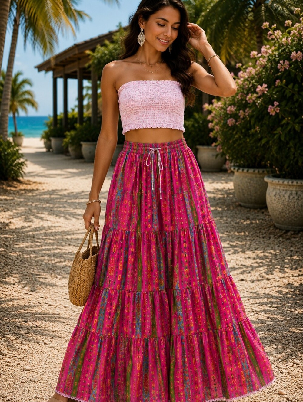 Women's Cotton Maxi Skirt | Boho Long Flowy Skirt Summer Skirt Long Flowy Skirt